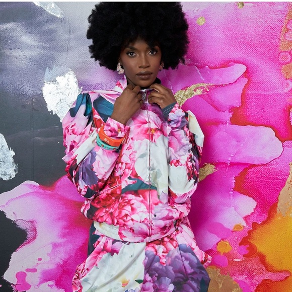 Sassy Jones Kristyn Draped Jogger Jacket - Floral Essence NWT (Jacket Only) - Picture 2 of 8